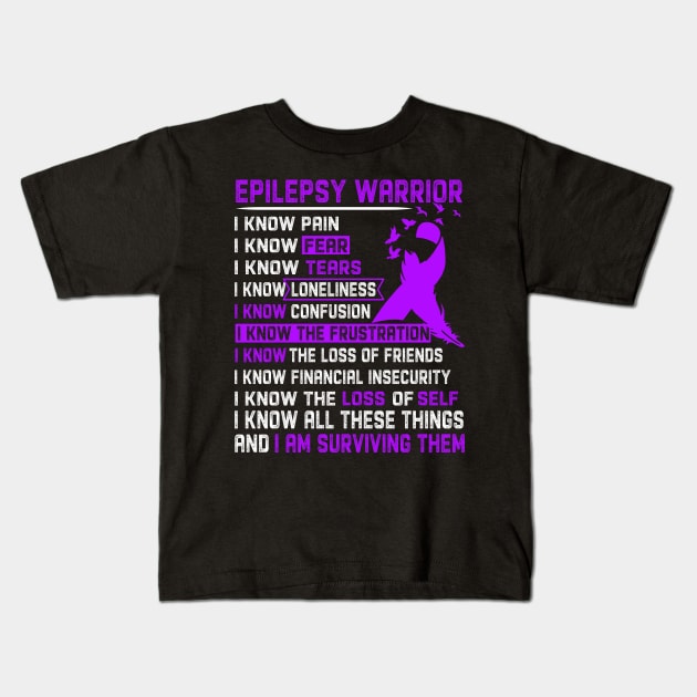 Epilepsy Awareness Support Epilepsy Warrior Gifts Kids T-Shirt by ThePassion99